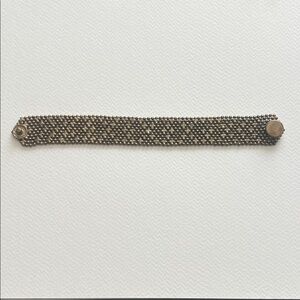 Beaded Metallic Snap Bracelet - gold tone